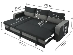 Canapé d'angle réversible/convertible en tissu 