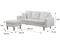 Canapé d'angle réversible en tissu 