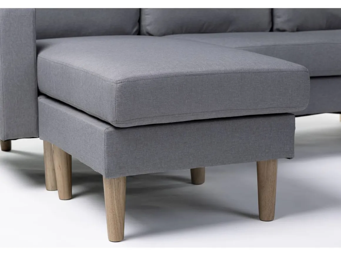 Canapé d'angle réversible en tissu "Gabby" - 3 places - Gris Clair