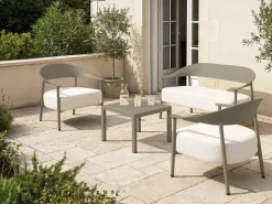 Canapé de jardin en plastique et métal "Céora" - 2 places - Taupe