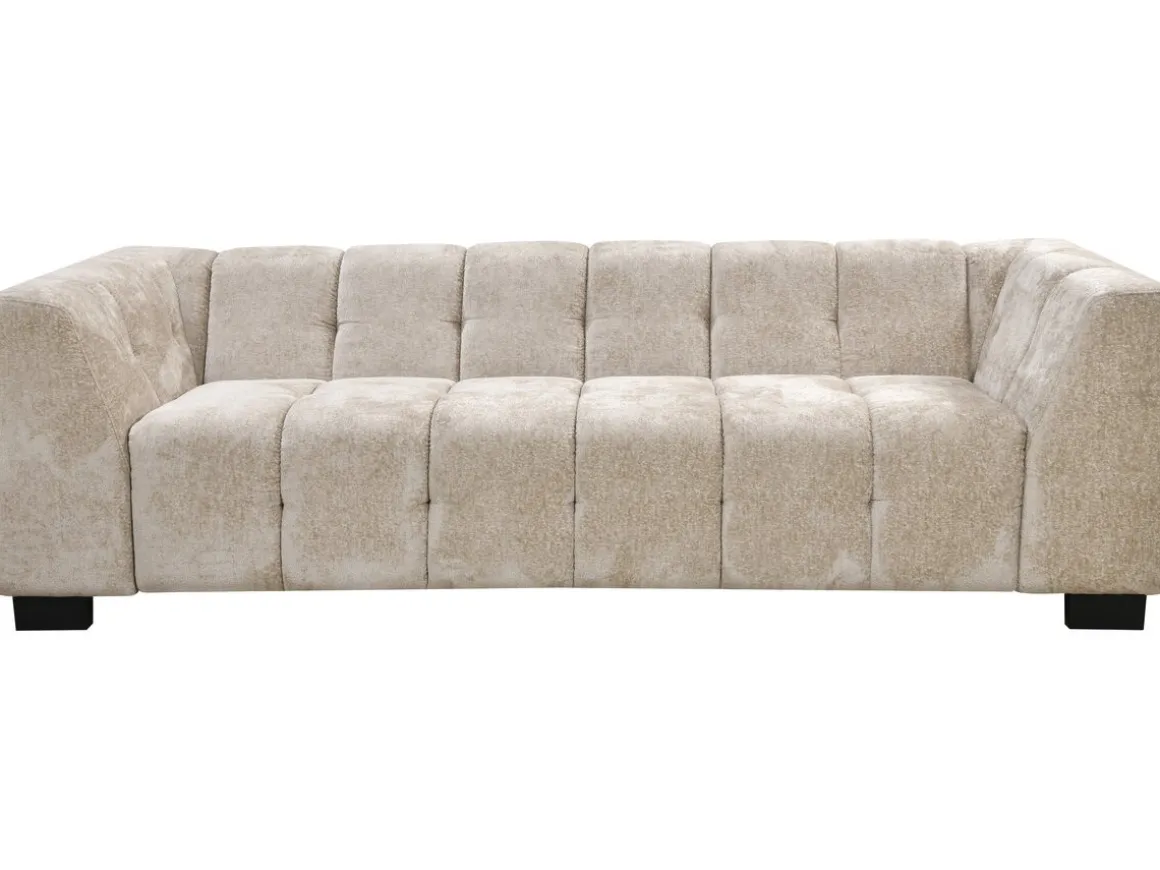 Canapé droit design en tissu chenille 3 places "Foch" - Beige
