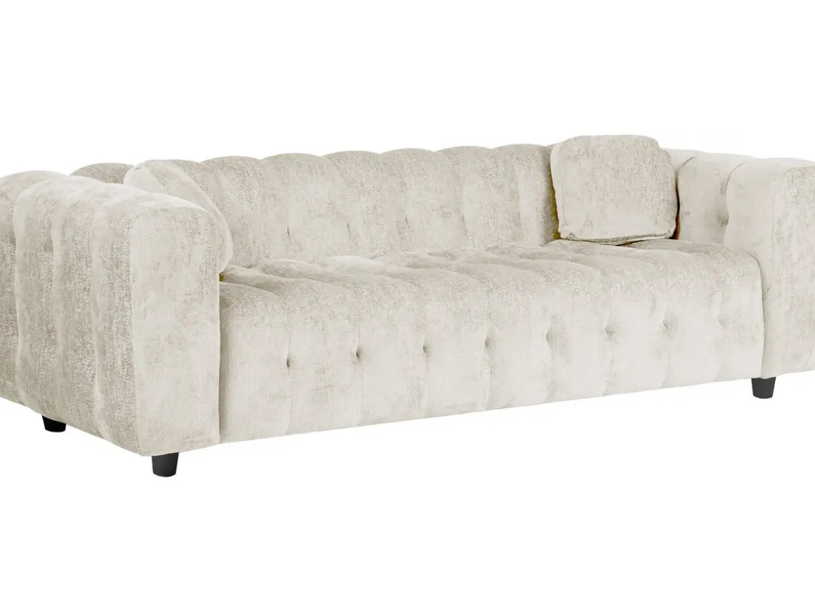 Canapé droit en tissu chenille "Vendome" - 3 places - Beige