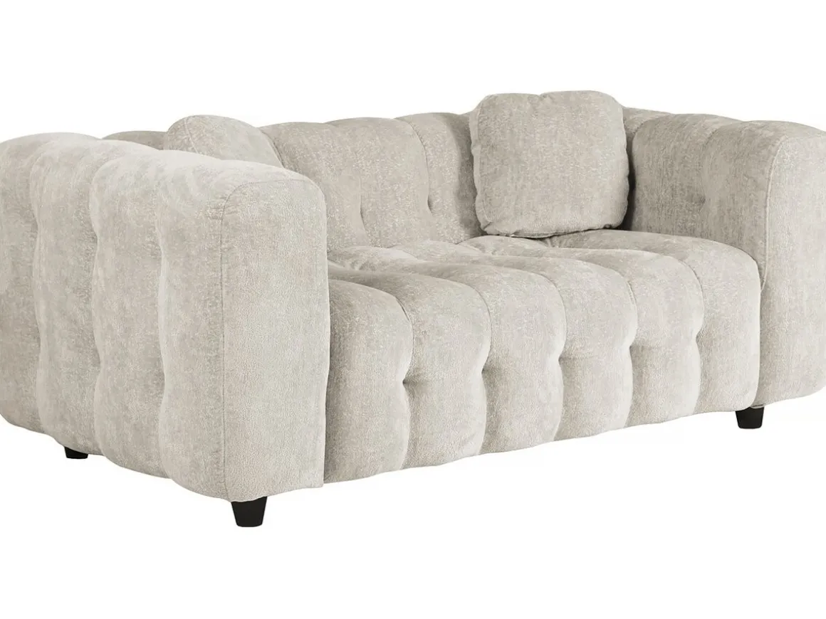 Canapé droit en tissu chenille "Vendome" - 2 places - Beige