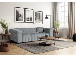 Canapé droit en tissu chenille "Vendome" - 3 places - Gris