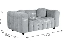Canapé droit en tissu chenille "Vendome" - 2 places - Gris