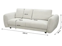 Canapé droit en tissu chenille "Saint Germain S" - 3 places - Beige