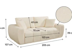 Canapé droit en tissu style bubble