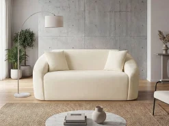 Canapé droit fixe en tissu "Ondine" - 2 places - Beige