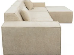 Canapé droit modulable avec ottoman en tissu texturé