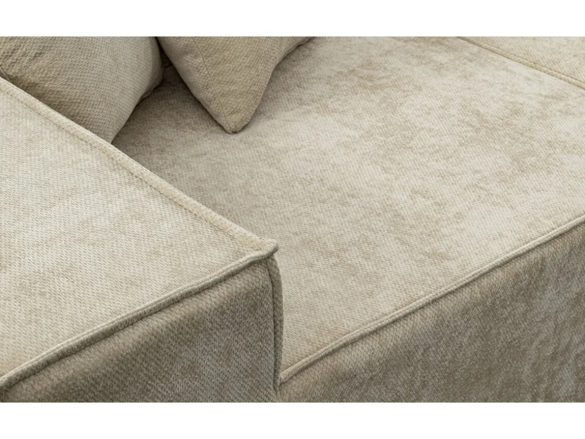 Canapé droit modulable avec ottoman en tissu texturé "Lusso" - 4 places - Beige