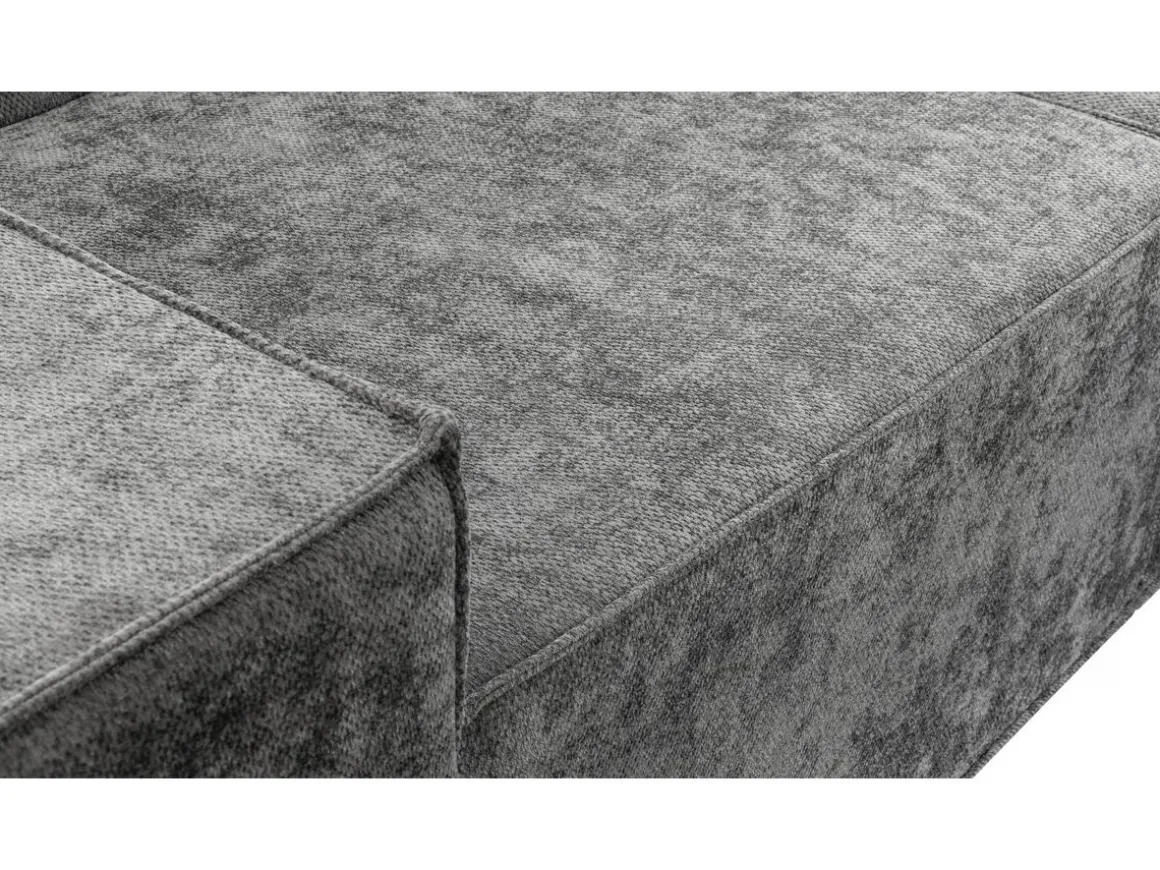 Canapé droit modulable avec ottoman en tissu texturé "Lusso" - 3 places - Gris