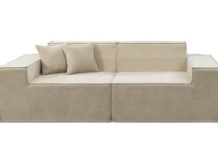 Canapé droit modulable en tissu texturé "Lusso" - 3 places - Beige