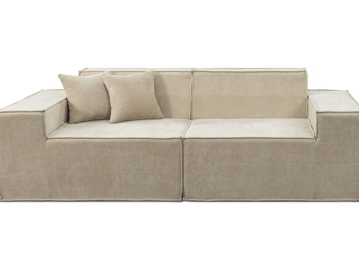 Canapé droit modulable en tissu texturé "Lusso" - 3 places - Beige