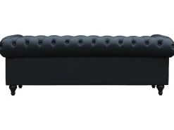 Canapé fixe Chesterfield "Aliza" - 208 x 82 x 70 cm - 3 places - Noir