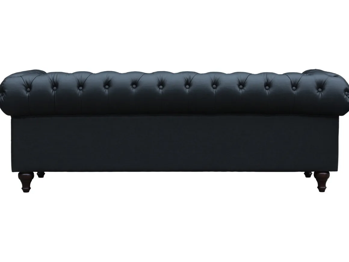Canapé fixe Chesterfield "Aliza" - 208 x 82 x 70 cm - 3 places - Noir