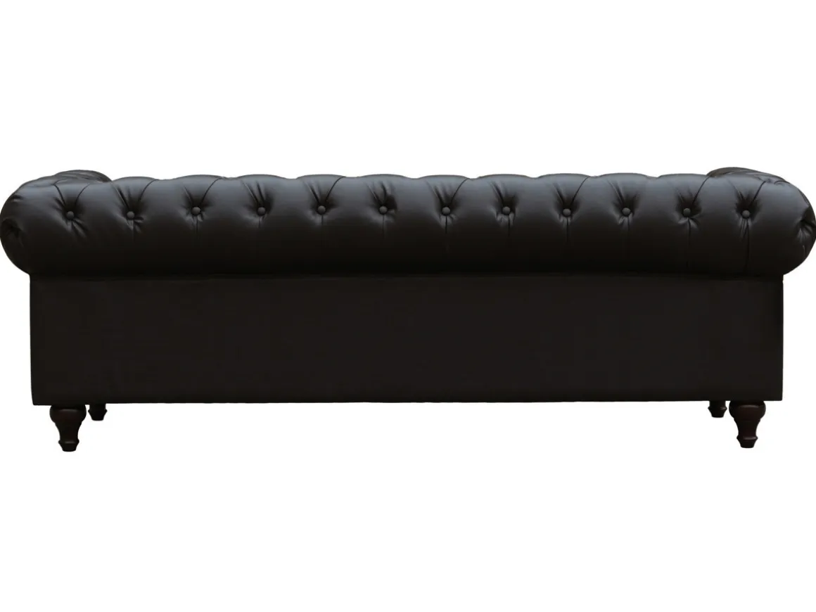 Canapé fixe Chesterfield "Aliza" - 204 x 80 x 58 cm - 3 places - Marron
