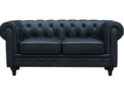 Canapé fixe Chesterfield "Aliza" - 157 x 82 x 70 cm - 2 places - Noir