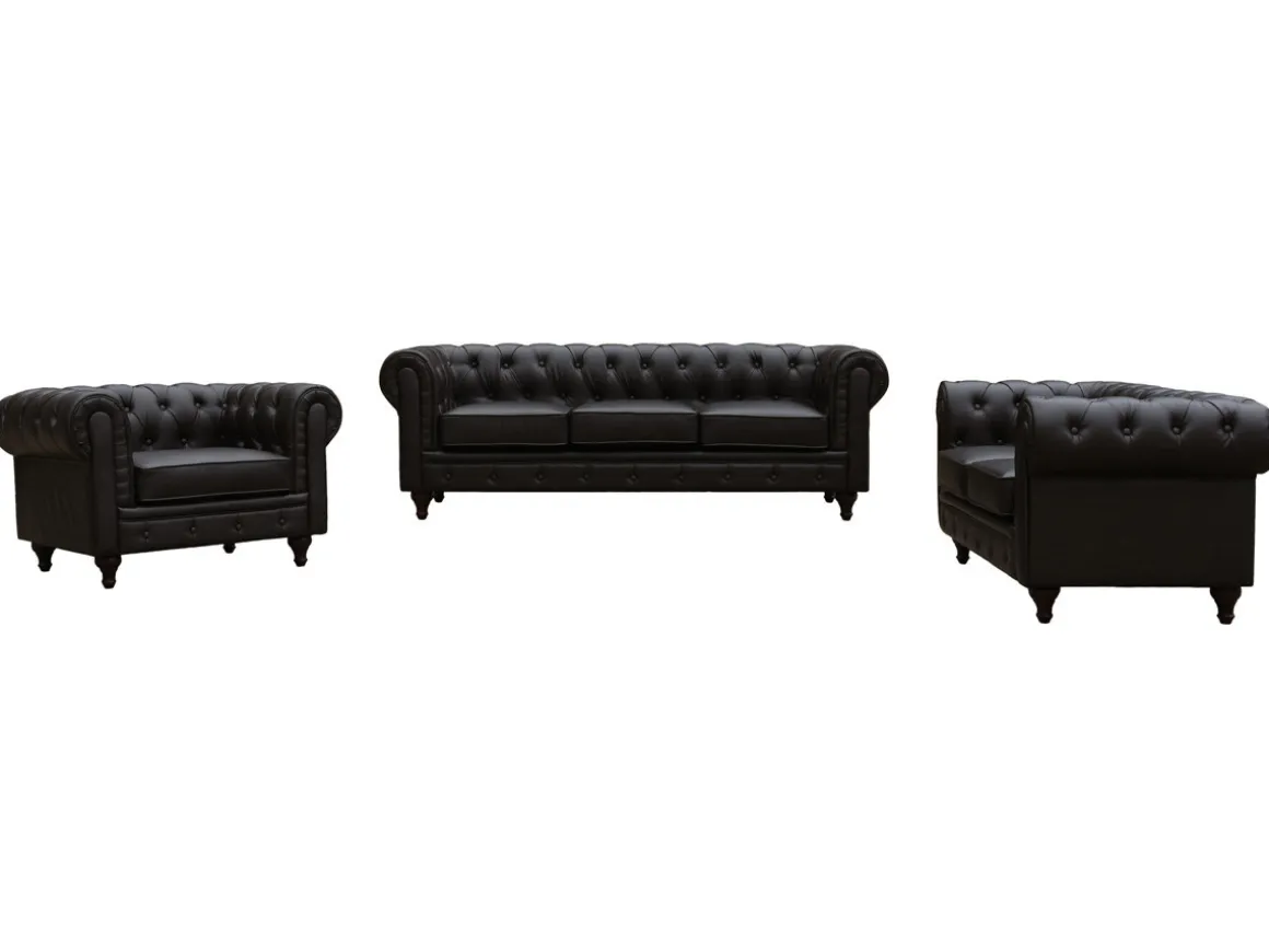 Canapé fixe Chesterfield "Aliza" - 157 x 82 x 70 cm - 2 places - Marron