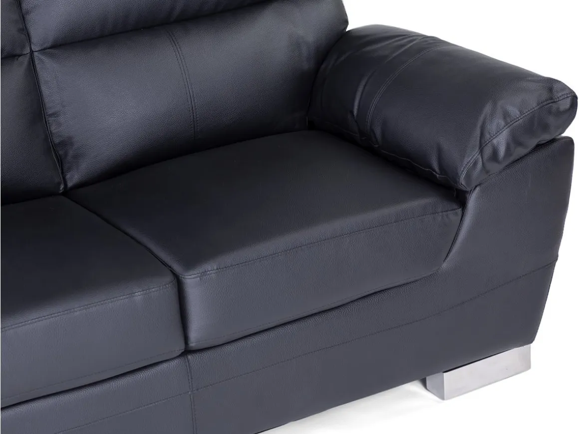 Canapé fixe en cuir reconstitué et PVC "Dallas" - 169 x 88 x 90 cm - 2 places - Noir