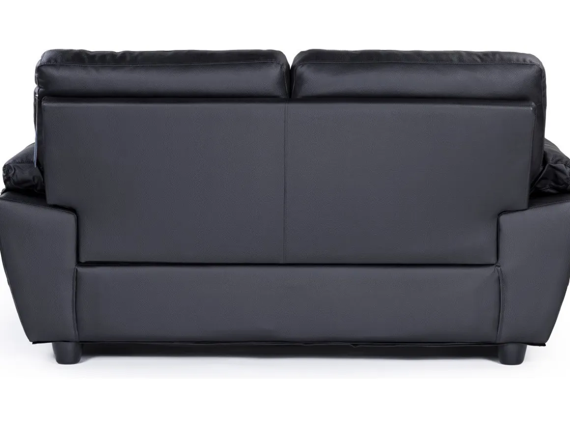 Canapé fixe en cuir reconstitué et PVC "Dallas" - 169 x 88 x 90 cm - 2 places - Noir