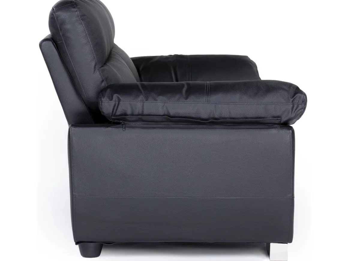 Canapé fixe en cuir reconstitué et PVC "Dallas" - 169 x 88 x 90 cm - 2 places - Noir