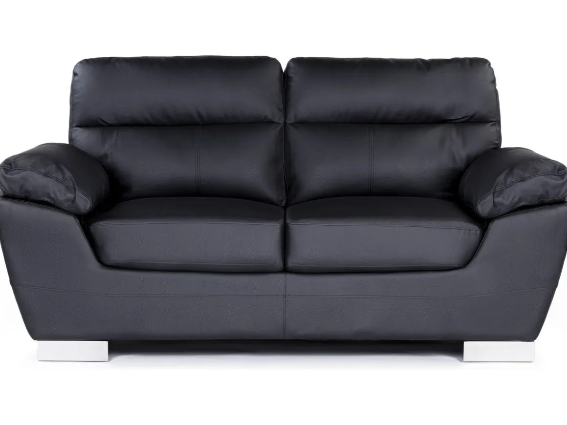 Canapé fixe en cuir reconstitué et PVC "Dallas" - 169 x 88 x 90 cm - 2 places - Noir