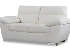 Canapé fixe en cuir reconstitué et PVC "Dallas" - 169 x 88 x 90 cm - 2 places - Blanc