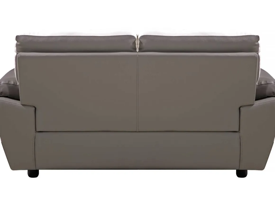 Canapé fixe en cuir reconstitué et PVC " Dallas" - 169 x 88 x 90 cm - 2 places - Gris/Blanc