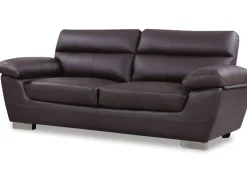 Canapé fixe en cuir reconstitué et PVC "Dallas" - 210 x 88 x 90 cm - 3 places - Chocolat