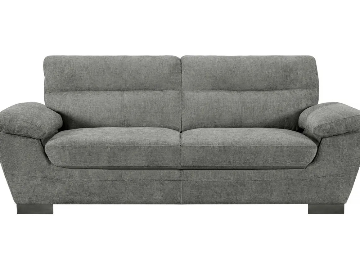 Canapé fixe en tissu "Dallas" - 210 X 88 X 90 cm - 3 places - Gris