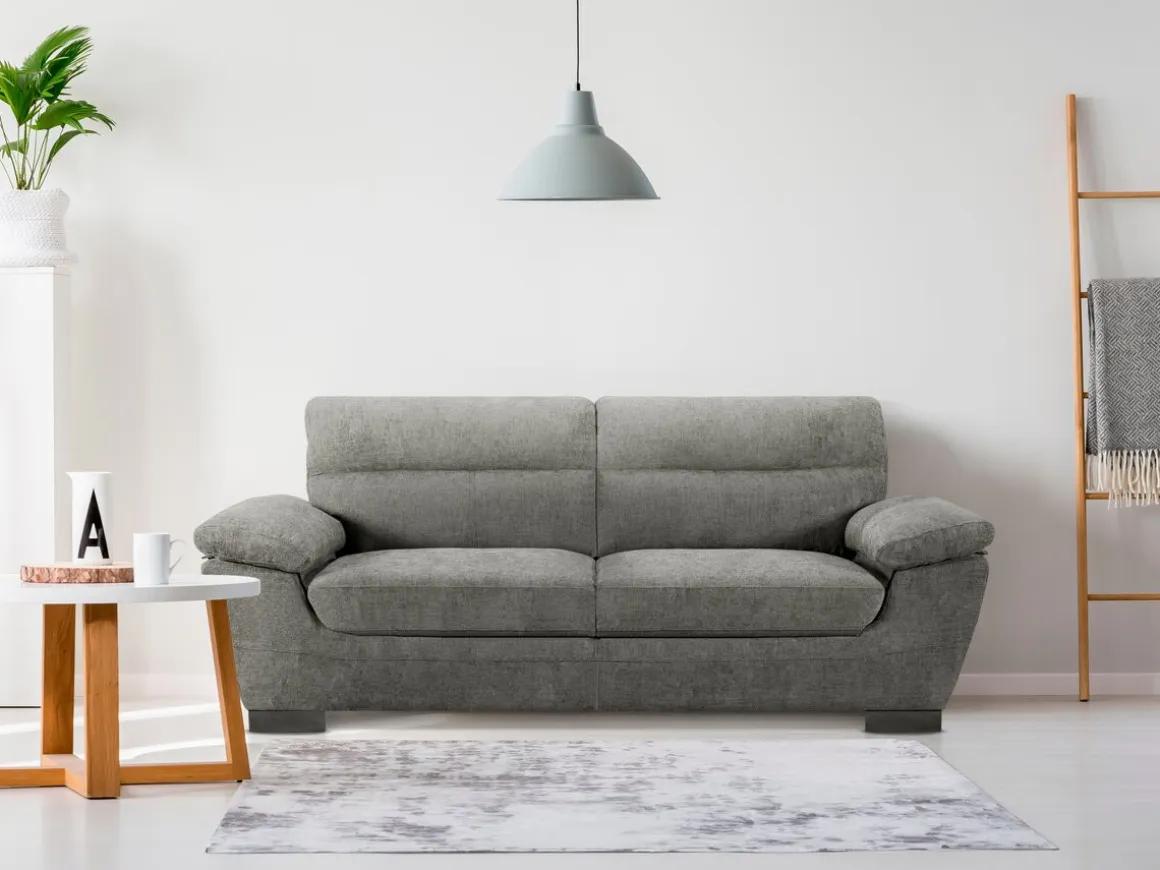 Canapé fixe en tissu "Dallas" - 210 X 88 X 90 cm - 3 places - Gris