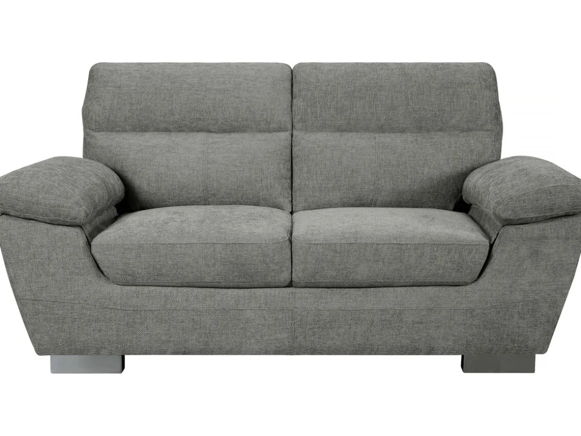 Canapé fixe en tissu "Dallas" - 169 x 88 x 90 cm - 2 places - Gris