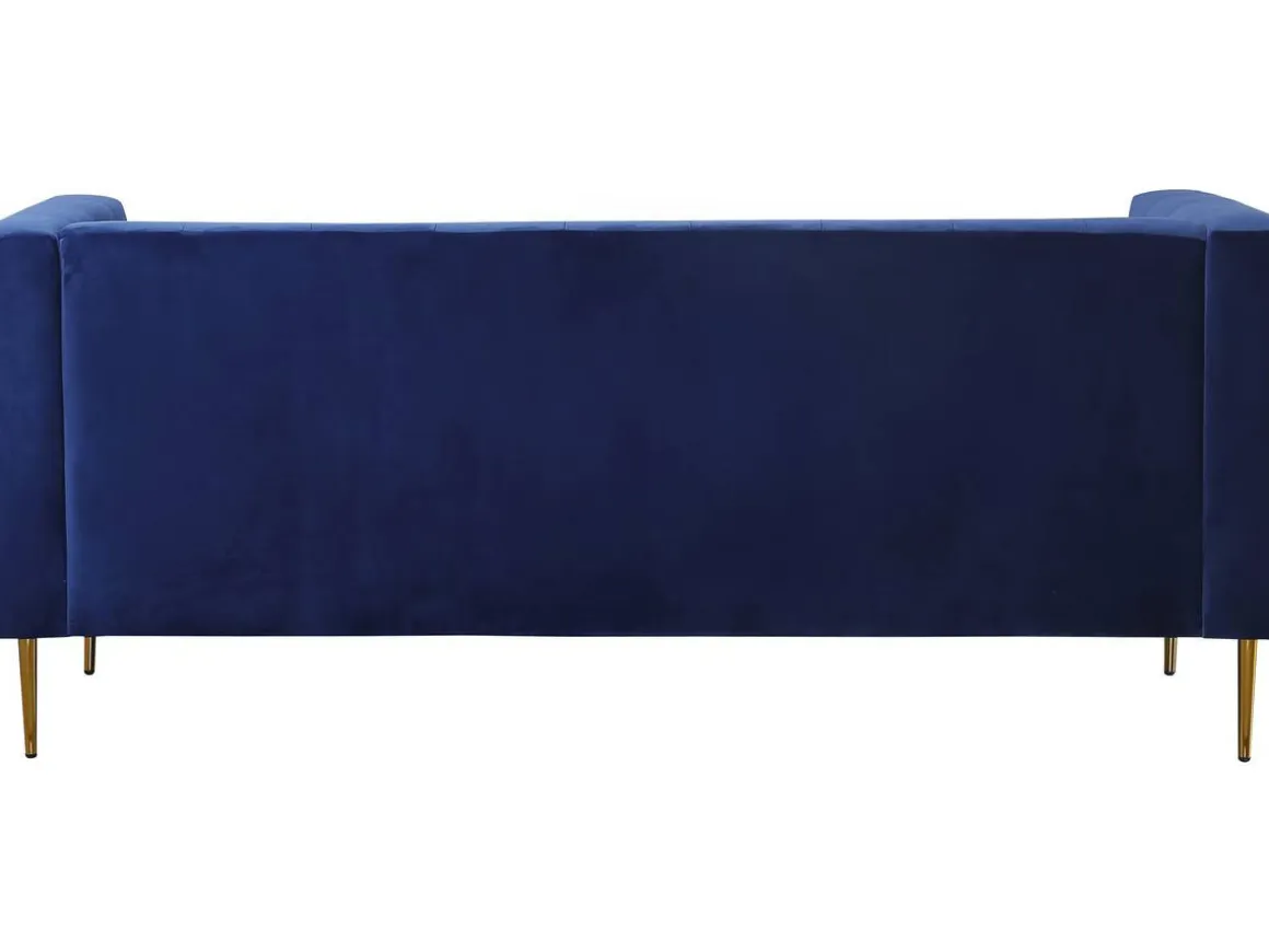 Canapé fixe en velours "Bruce" - 196 x 76 x 82 cm - 3 places - Bleu foncé