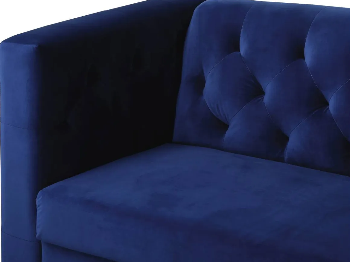 Canapé fixe en velours "Bruce" - 196 x 76 x 82 cm - 3 places - Bleu foncé