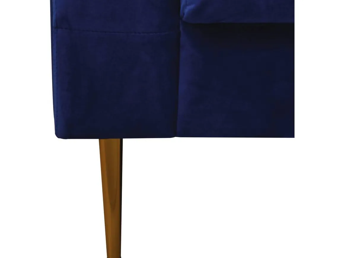 Canapé fixe en velours "Bruce" - 196 x 76 x 82 cm - 3 places - Bleu foncé