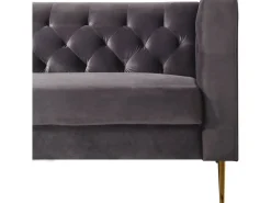 Canapé fixe en velours "Bruce" - 196 x 76 x 82 cm - 3 places - Gris