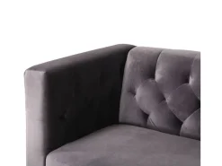 Canapé fixe en velours "Bruce" - 196 x 76 x 82 cm - 3 places - Gris