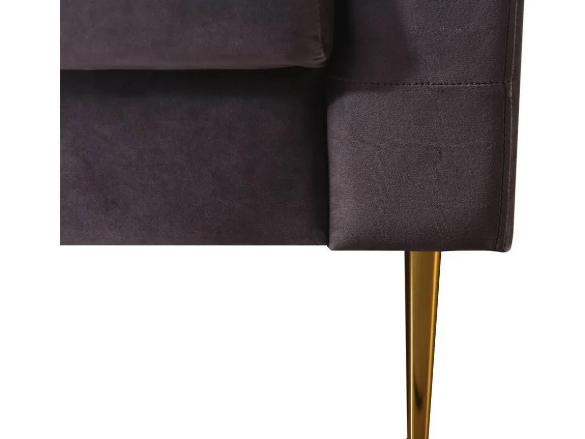 Canapé fixe en velours "Bruce" - 196 x 76 x 82 cm - 3 places - Gris
