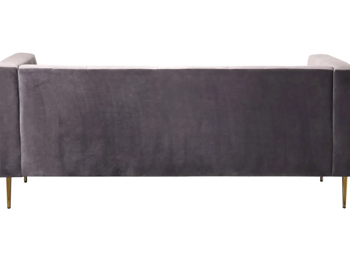 Canapé fixe en velours "Bruce" - 196 x 76 x 82 cm - 3 places - Gris