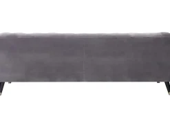 Canapé fixe en velours "Gloria" - 216 x 86 x 76 cm - 3 places - Gris