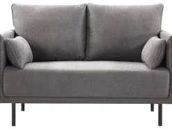 Canapé fixe tissu "Rudy" - 132 x 78 x 88 cm - 2 places - Gris foncé