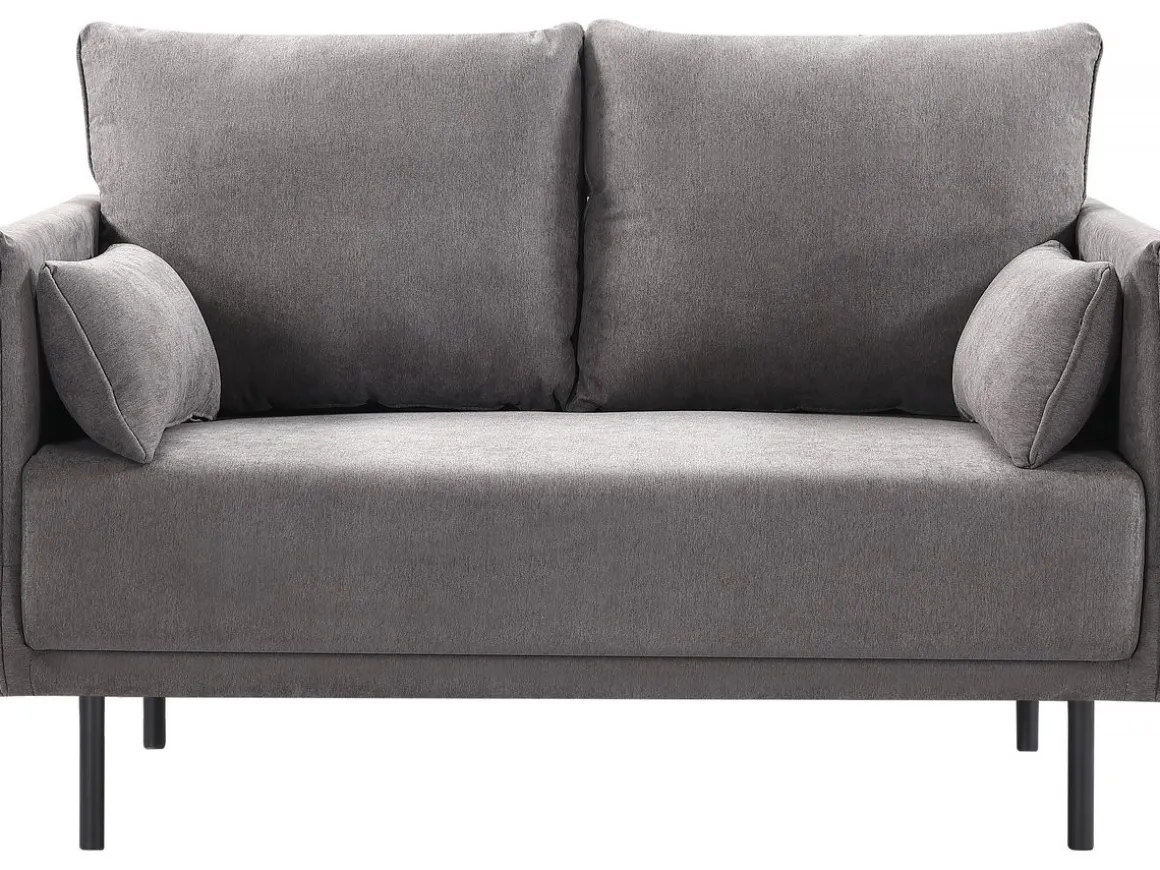 Canapé fixe tissu "Rudy" - 132 x 78 x 88 cm - 2 places - Gris foncé