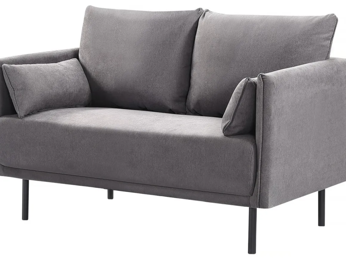 Canapé fixe tissu "Rudy" - 132 x 78 x 88 cm - 2 places - Gris foncé