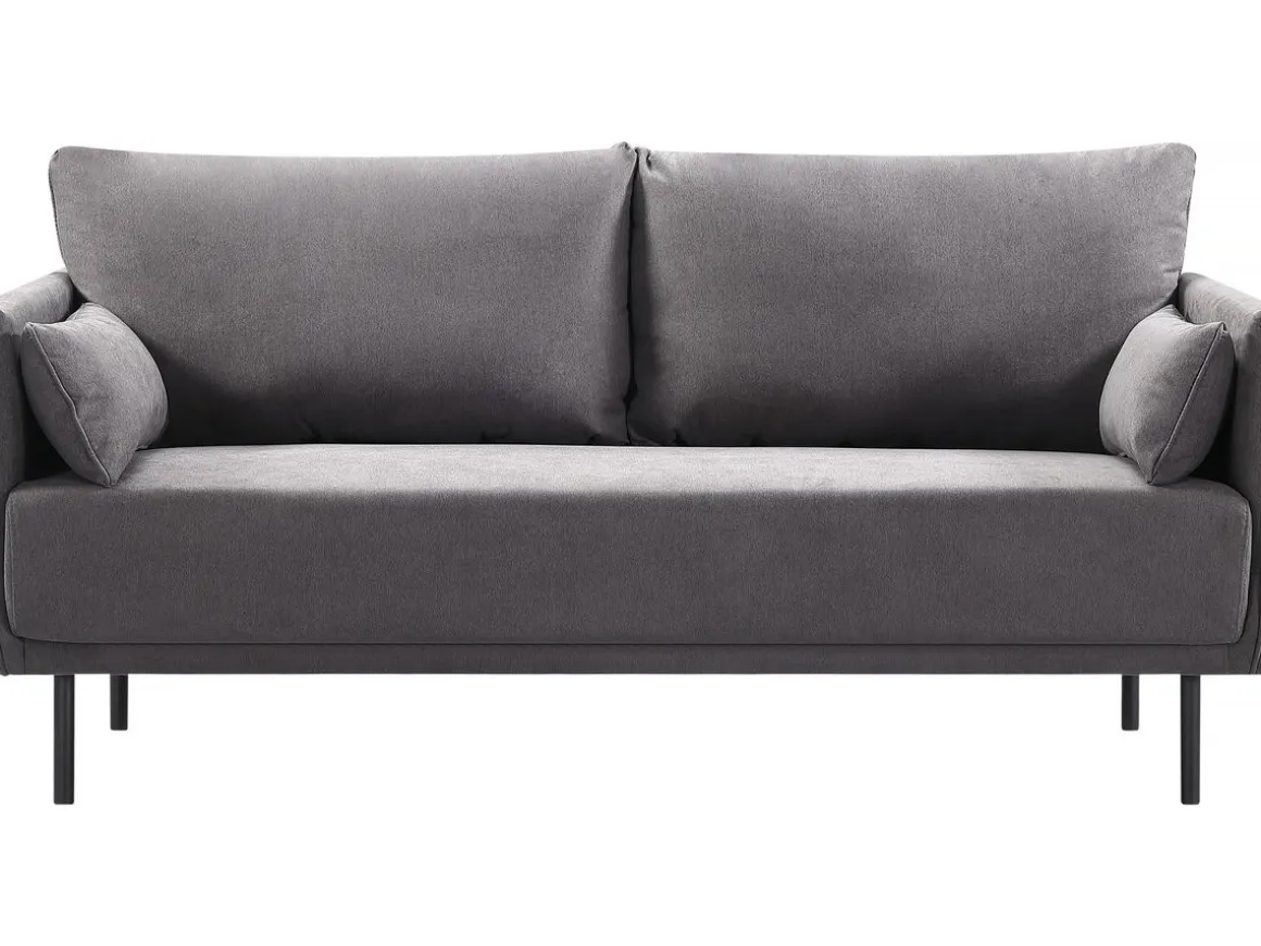 Canapé fixe tissu "Rudy" - 180.5 x 78 x 52 cm - 3 places - Gris foncé