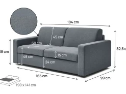 Canapé lit convertible express en tissu