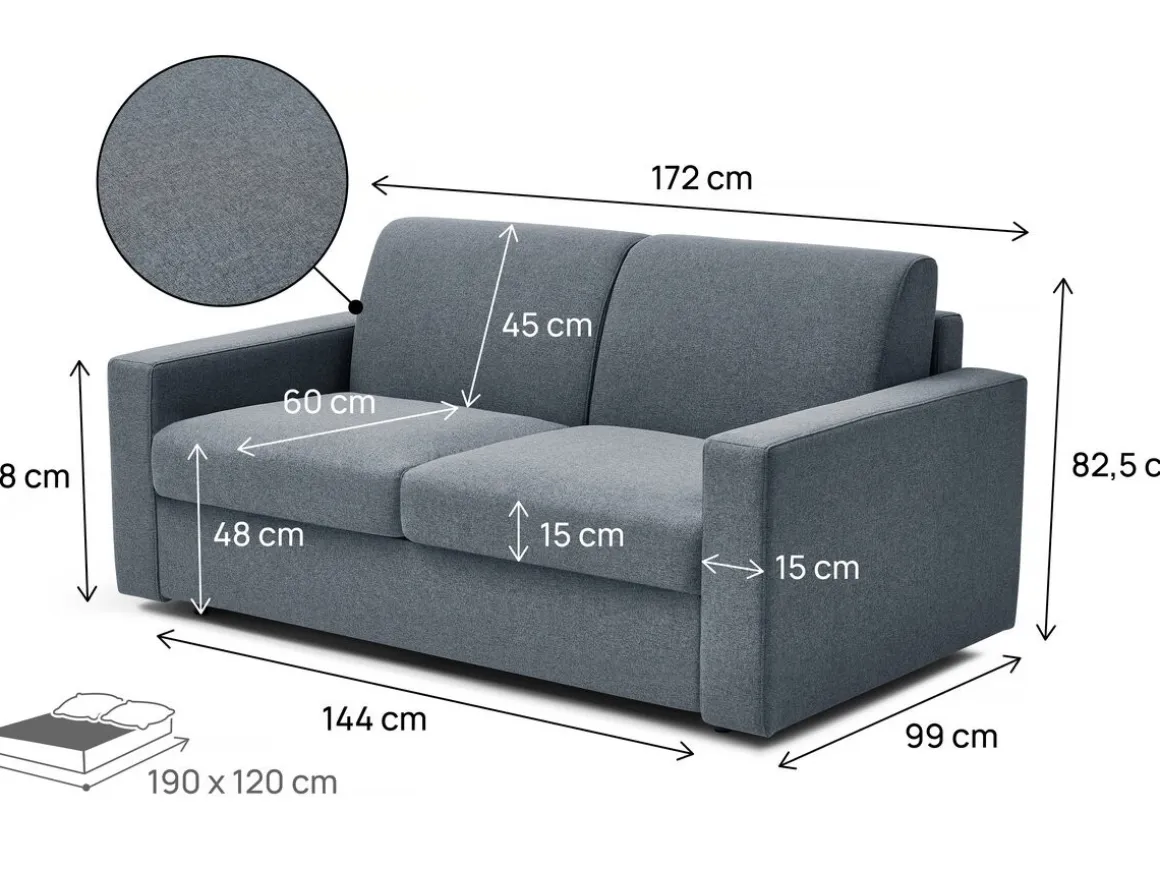 Canapé lit convertible express en tissu "Diana" - Gris