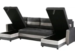 Canapé panoramique convertible avec coffres de rangement "Antoine" - 5 places - Gris foncé/ Gris clair