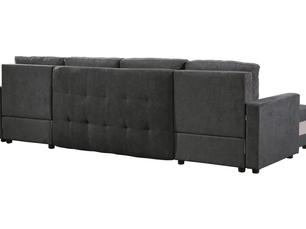 Canapé panoramique convertible avec coffres de rangement "Antoine" - 5 places - Gris foncé/ Gris clair