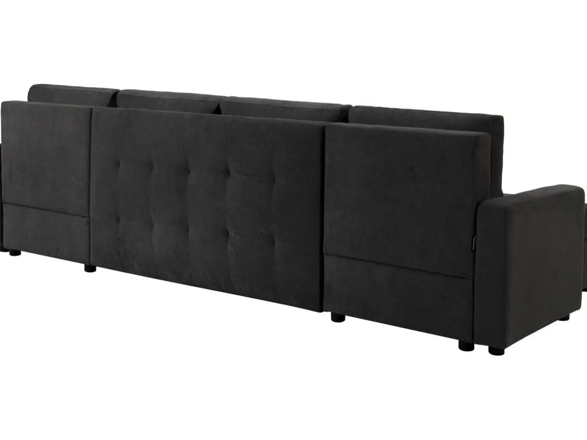 Canapé panoramique convertible avec coffres de rangement "Antoine" - 5 places - Gris foncé