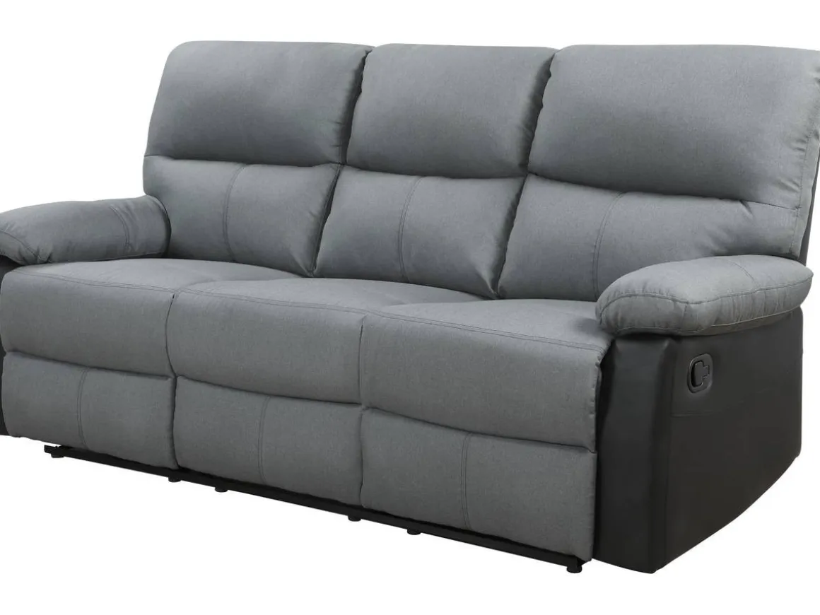 Canapé relax "Lincoln" - 3 places - Noir / Gris foncé